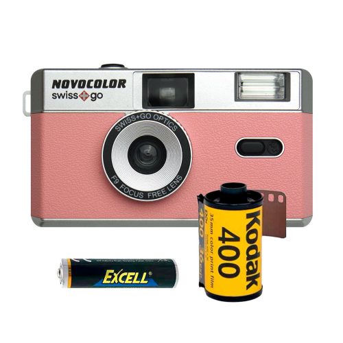 Novocolor Swiss+Go 35mm Reusable Analog Camera Pink (incl. Film , Case & Batt.)