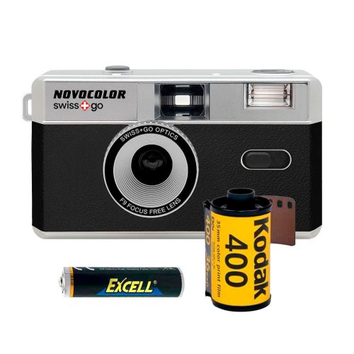 Novocolor Swiss+Go 35mm Reusable Analog Camera Black (incl. Film , Case & Batt.)