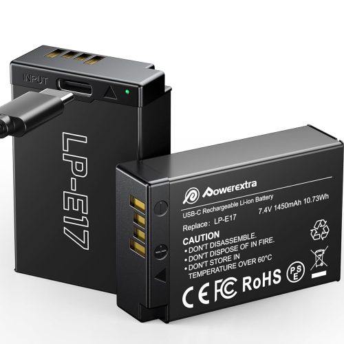 Powerextra LP-E17 1450mAh Battery With Type-C Fast Charging, Compatible with Canon