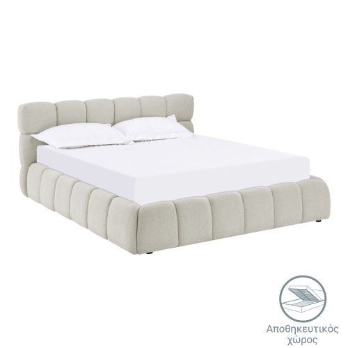 Κρεβάτι Jeby pakoworld ύφασμα σε μπεζ απόχρωση με αποθηκευτικό χώρο 160x200εκ