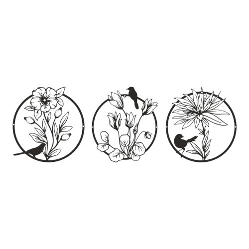 Διακοσμητικό τοίχου Renka pakooworld σετ 3τεμ μαύρο μεταλλικό Φ30x0,15εκ