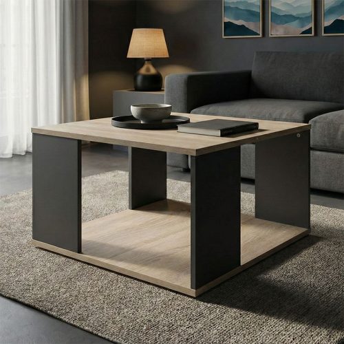 Τραπέζι σαλονιού Zelegan pakoworld sonoma-ανθρακί 60x60x39εκ