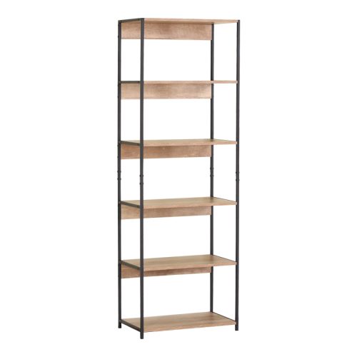 Βιβλιοθήκη Kaliano pakoworld oak-μαύρο μέταλλο 59.5x35x176.5εκ