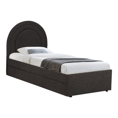 Κρεβάτι Arcuate pakoworld μπουκλέ υφασμα ανθρακί με συρόμενο 90x200εκ