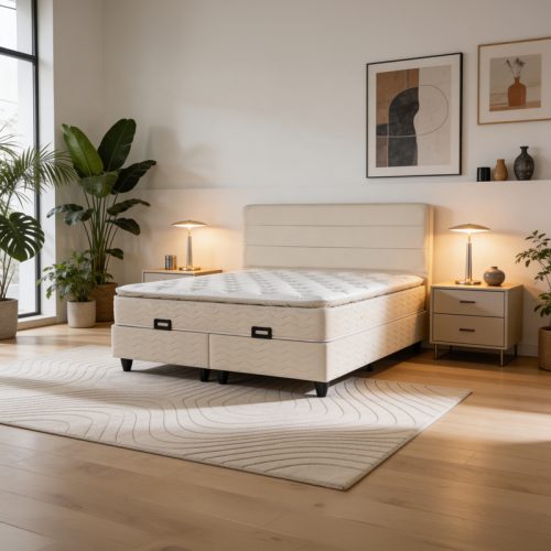 Κρεβάτι διπλό Linteda pakoworld με αποθηκευτικό χώρο κρεμ βελούδο 160x200εκ