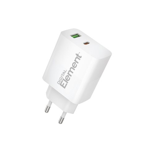 Φορτιστής Σπιτιού GaN PD 30W Element CH-200 2 Θέσεων Λευκό
