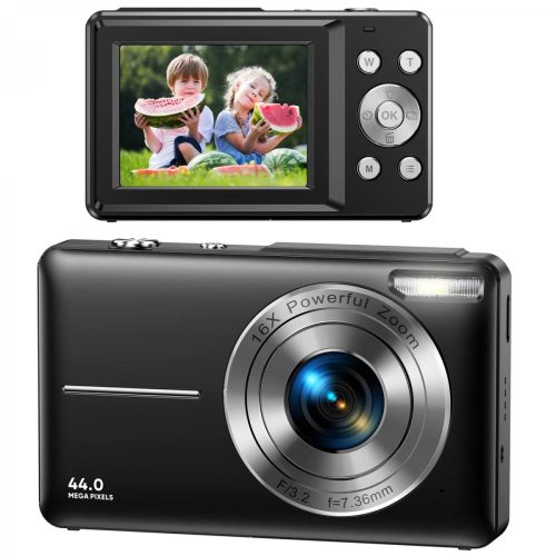 K&F Concept GW41.0088 Kids Digital Camera 44MP, FHD 1080P, 16x Digital Zoom, 32GB MicroSD Memory Card Black