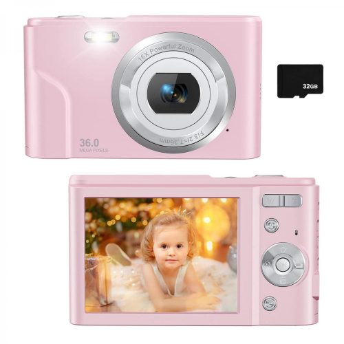 K&F Concept 48MP Kids Camera Auto Focus with 32GB Card 1080P Camcorder ΡΟΖ (GW41.0063)