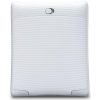 White wall-mounted smoke alarm with a circular test button at the top.