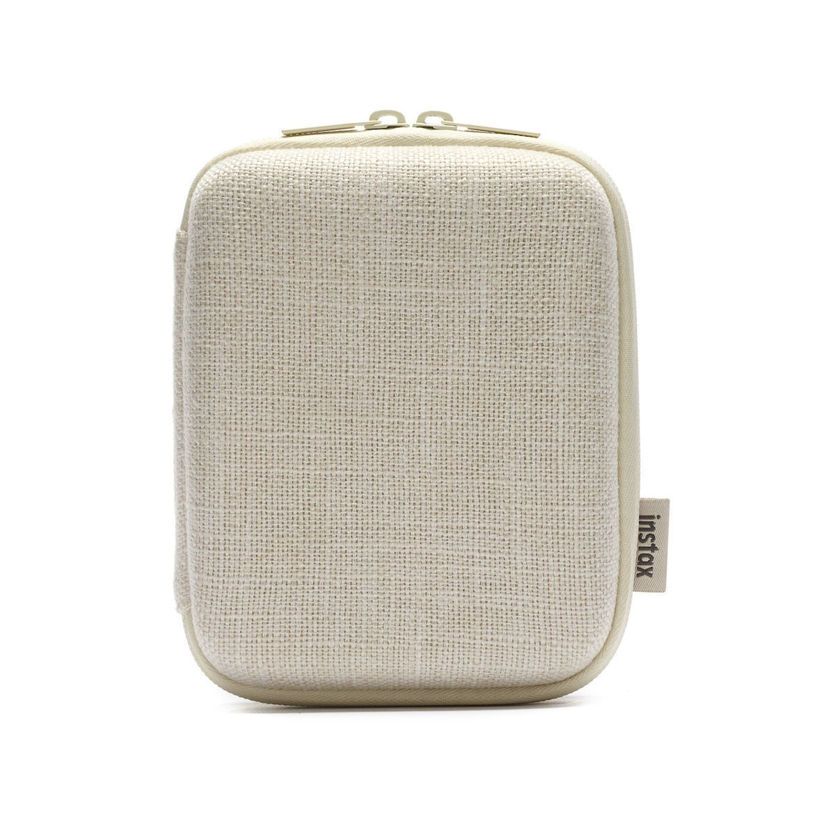 20230726124723_fujifilm_pouch_fotografikis_michanis_70100156551_se_mpez_chroma | Kounio.gr Beige textured fabric pouch with a zipper, a small accessory case (Instax) for storing cameras or accessories.