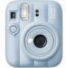 Blue Instax Mini 13 instant camera front view with lens, flash, and mode dial visible