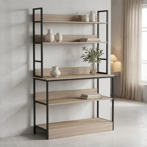 Επιδαπέδια ραφιέρα Oranis pakoworld sonoma-μαύρο 105x38x165εκ