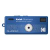 Blue Kodak Charmera Millennium keychain digital camera with a small central lens and compact LCD on the right.