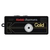 Kodak Charmera Gold compact camera with lens in center, black with gold detailing