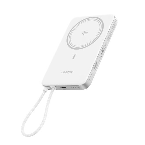 Power Bank 10000mAh 25W Qi2 UGREEN PB570 75983B με Ασύρματη Φόρτιση Magnetic και καλώδιο USB-C Λευκό