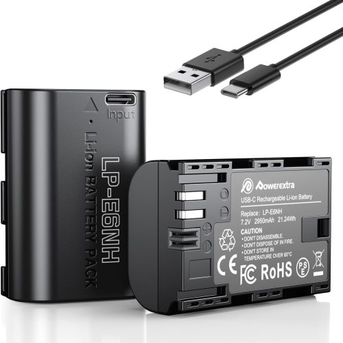 Powerextra LP-E6NH 2950mAh Battery With Type-C Fast Charging, Compatible with Canon