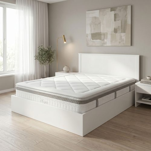Κρεβάτι με στρώμα Athos Utopia pakoworld λευκό 160x200εκ