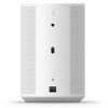 White tall wireless speaker with perforated side panels, centered front controls, and an Ethernet port at the bottom.