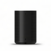Tall black wireless speaker with perforated side grills and a rounded base, front view.