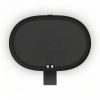 Back view of a black Sonos Play wireless speaker with its wall-mount strap visible at the bottom