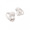 Pair of white wireless in-ear earbuds with ergonomic silicone tips on a white background