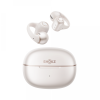 White wireless earbuds with a matching white charging case, SHOKZ branding visible on the case.