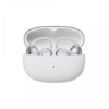 White wireless earbuds inside an open charging case against a white background.