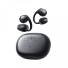 Pair of black wireless earbuds with a matching charging case on a white background.