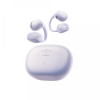 White wireless earbuds with a rounded charging case, the lid branded 'SHOKZ' visible on the top surface