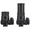 Two Sony mirrorless cameras with attached zoom lenses, shown from top/front views side by side on a white background