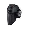 Black DSLR camera grip with textured rubber handle and a large control dial on top, shown from a side-angle view