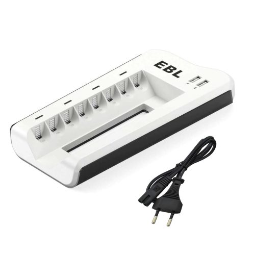 EBL 808U Φορτιστής 8 Θέσεων Μπαταριών Ni-Cd/Ni-MH Μεγέθους AA/AAA με 2 Θύρες Φόρτισης USB