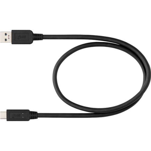 Black USB cable with USB-A connectors on both ends (male) for data transfer or charging.