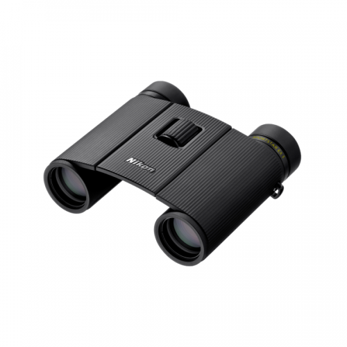 Black Nikon Sportstar EX binoculars with a textured body and central focusing wheel, shown from above.