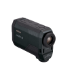 Nikon Laser 50 laser rangefinder with a dark green body and prominent front lens, viewed at an angle.