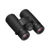 Black Nikon Monarch 7 binoculars photographed from an angled top view, showing the central focus knob and dual eyepieces