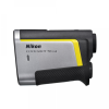 Nikon Coolshot 50iG II golf rangefinder with silver body and black grip, yellow accent
