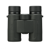 Compact dark-green binoculars with textured grips and a prominent central focusing wheel, viewed head-on.