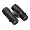 Pair of black Nikon binoculars with textured grip, 8x42, shown at an angled viewpoint.