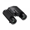 Black Nikon stabilized binoculars with dual eyepieces and a central focus knob, viewed from a diagonal angle to show lenses and body.
