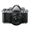 Front view of a Nikon Z f mirrorless camera with a textured black body and a 40mm NIKKOR lens mounted.