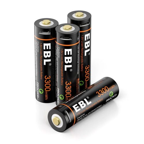 EBL TB-1443 AA Li-ion Επαναφορτιζόμενες Μπαταρίες 3300mWh (2200mAh) 1.5V με θύρα Micro USB και καλώδια φόρτισης 4τμχ