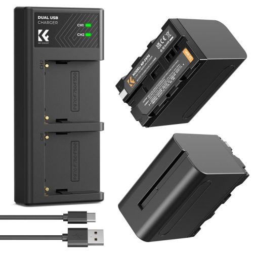 K&F Concept Σετ 2 Μπαταριών NP-F970 6600mAh με Διπλό Φορτιστή (KF28.0047)