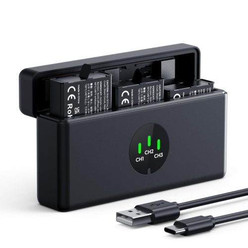 K&F Concept Σετ 3 Μπαταριών 2100mAh με Φορτιστή για DJI Osmo Action 6/Action 5 Pro/Action 4/Action 3/Osmo 360 (KF28.0127S1)
