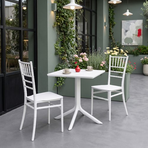 Τραπεζαρία Groovy Tifany I pakoworld σετ 3τεμ λευκό PP 60x60x76εκ