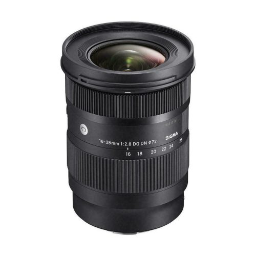 Sigma 16-28mm f/2.8 DG DN lens for mirrorless cameras, black with ribbed zoom rings
