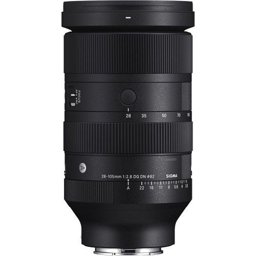 Sigma 28-105mm f/2.8 DG DN camera zoom lens with focus and distance markings visible