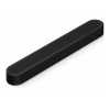 Black elongated wireless speaker (Sonos) with a fabric grille and touch controls along the top, resting on a white background