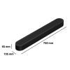 Long black portable speaker shown in isometric view with dimensions: 750 mm long, 105 mm wide, and 65 mm tall.