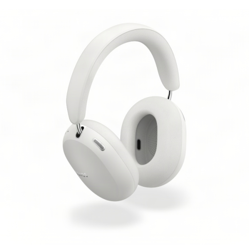 White over-ear wireless headphones with padded ear cups on a white background